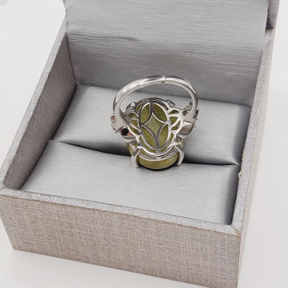 Connemara Marble & Moissanite Platinum | 925 Sterling Silver Statement Ring